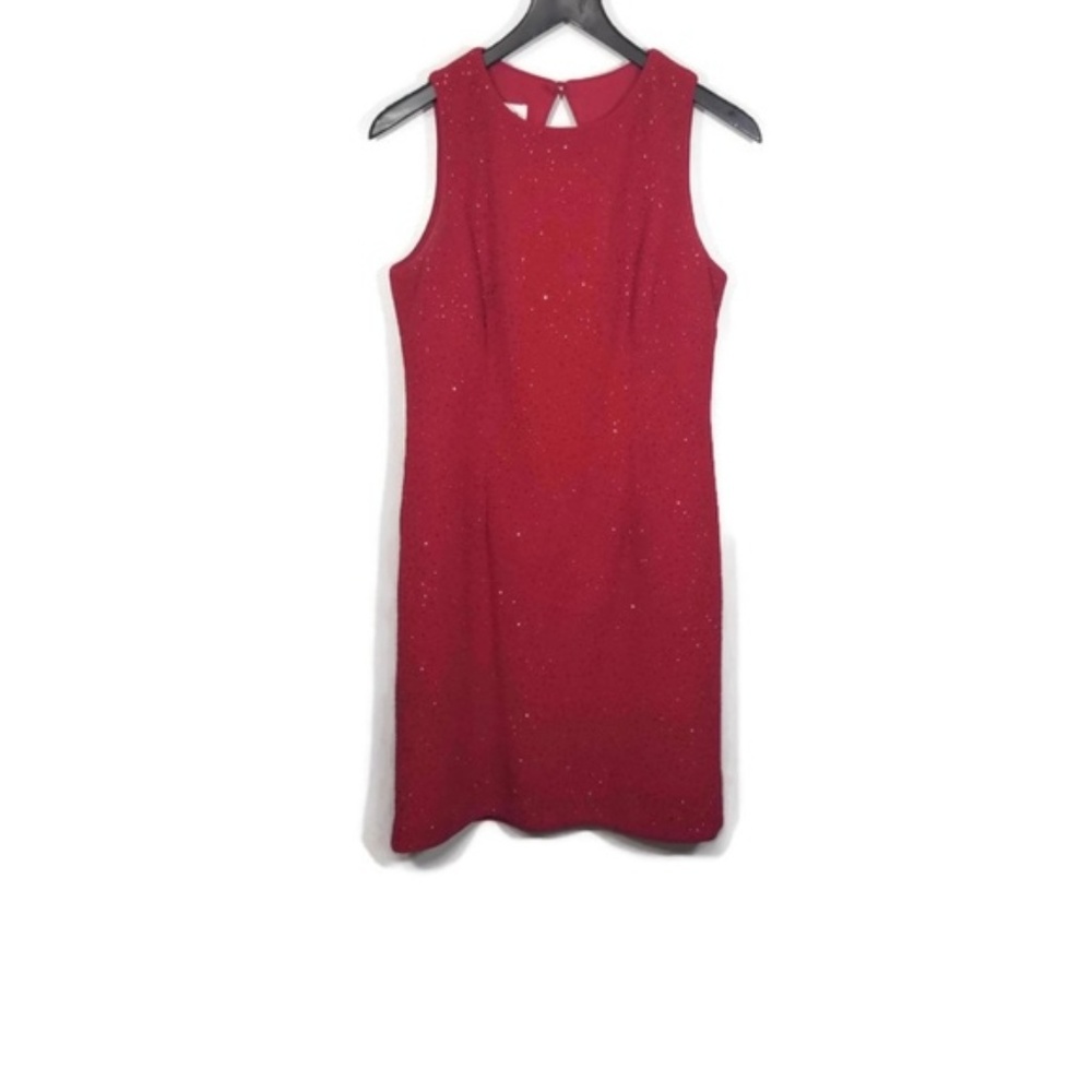 David Warren Red Sparkly Sleeveless Sheath Dress 8